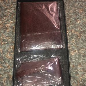 Leather passport case + luggage tag